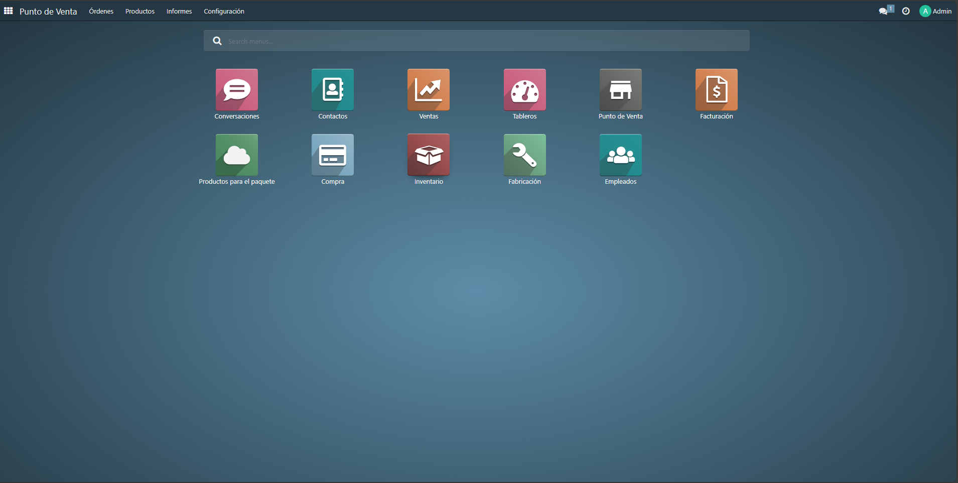 Pantalla principal Sistema POS bares y restaurantes