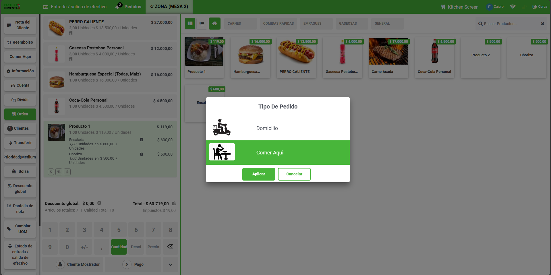 Sistema de pedidos para restaurante y domicilio